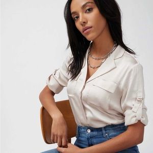 White House Black Market Soft Shirt with Adjustable Sleeves